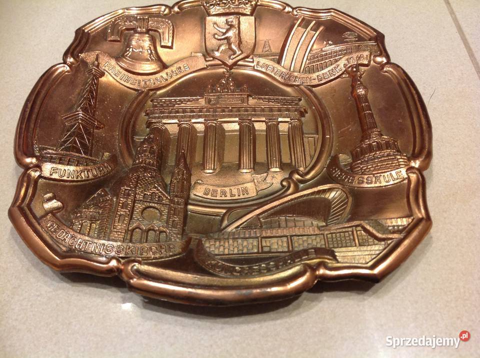 Stara Tabliczka Dekoracyjna BERLIN miedziana odcienie czerwieni lubuskie