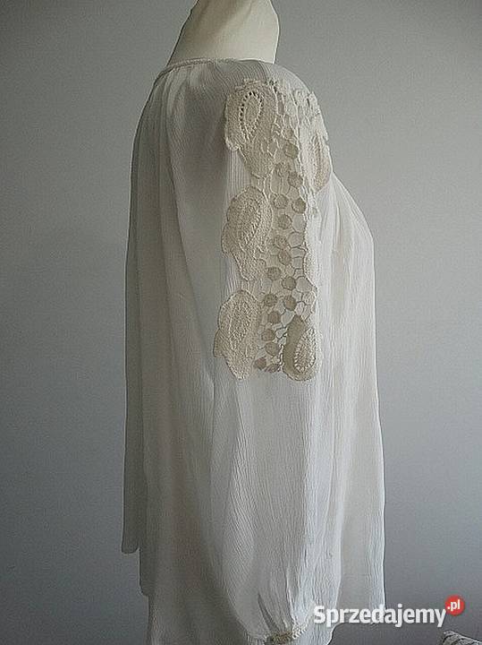 Bluzka Kremowa Zdobiona Koronką w stylu Boho podlaskie Łomża