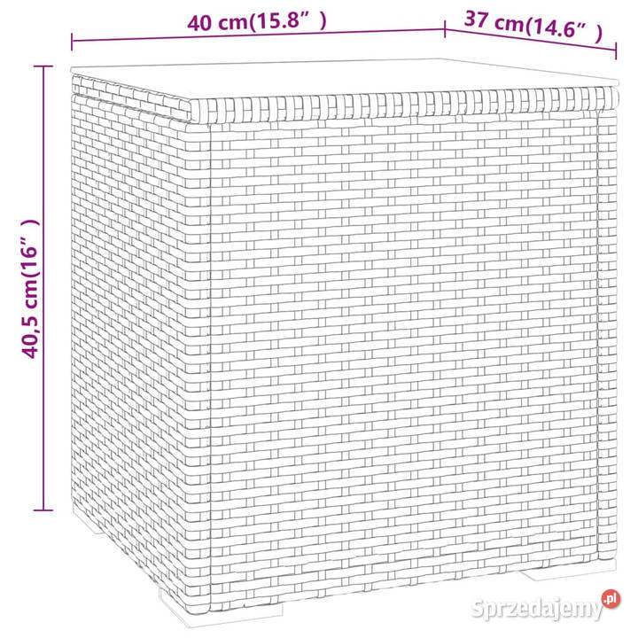 Stolik boczny szary 40x37x405 rattan PEhartowane Warszawa