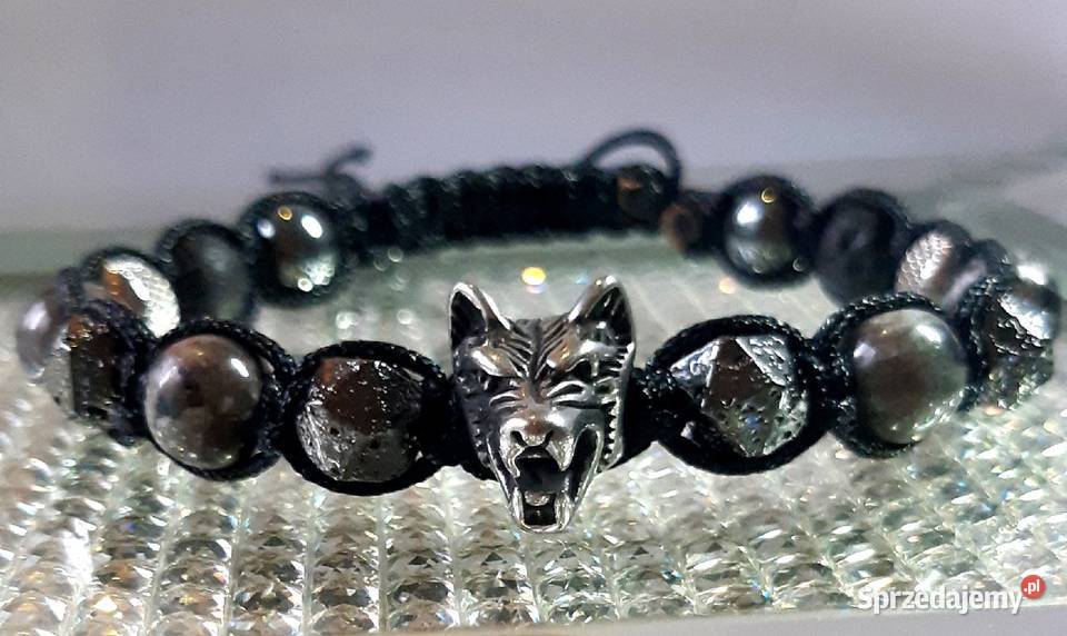 Bransoletka regulowana wilk stal kamień Zegarki i Biżuteria Częstochowa