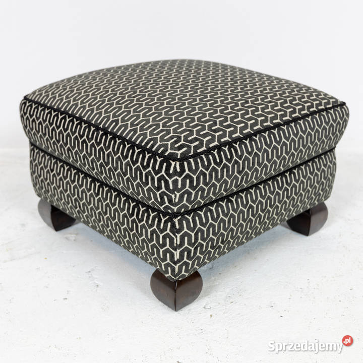 Klubowy fotel uszak z podnóżkiem lata 30 Polska Swarzędz