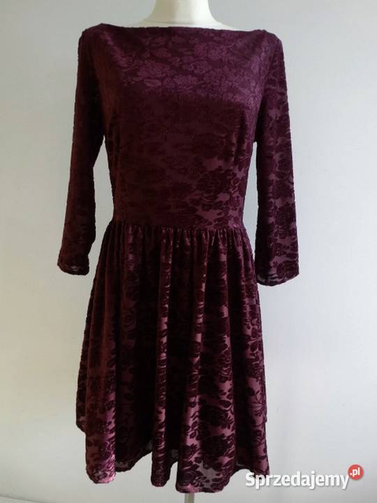 Sukienka Wieczorowa Imprezowa na Wesele Bordowa Rozmiar 40(L) Moda i Styl Łomża