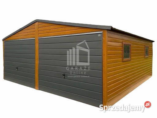 GARAŻ BLASZANY 6m x 6m poziom dwuspad 2x Brama pomorskie