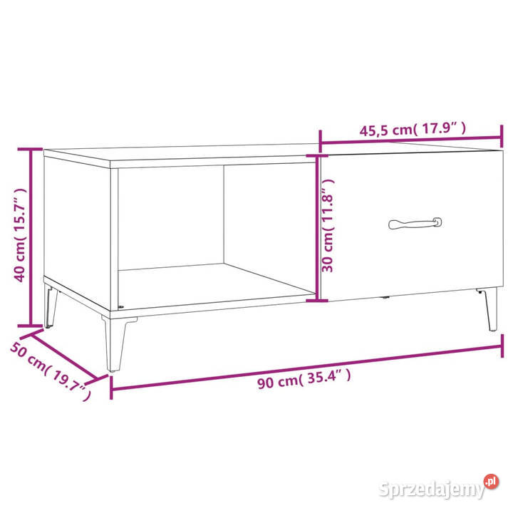 Stolik kawowy biały 90x50x40 materiał Warszawa