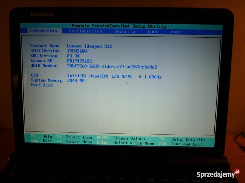 LENOVO IDEAPAD S12 ATOM N270 16GHZ2GB250GB Warszawa