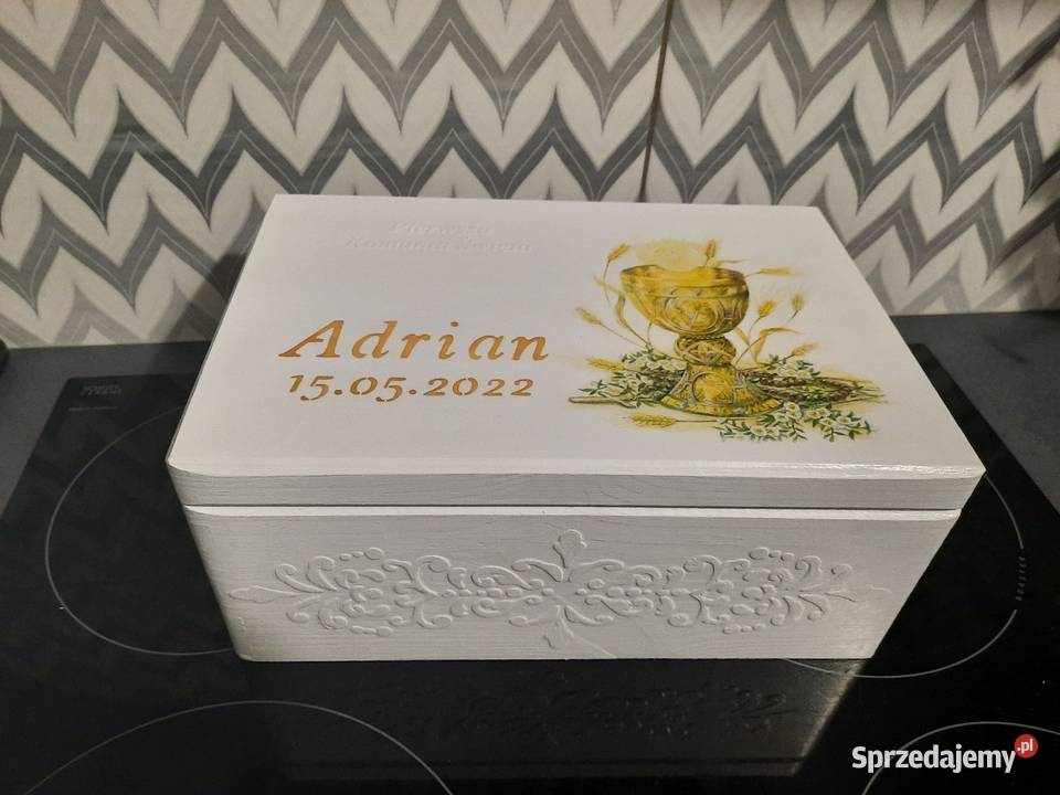 Kuferek komunia kielich z imieniem handmade Kędzierzyn-Koźle