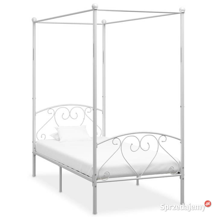 Rama łóżka z baldachimem biała metalowa 90 x 200 mazowieckie Warszawa