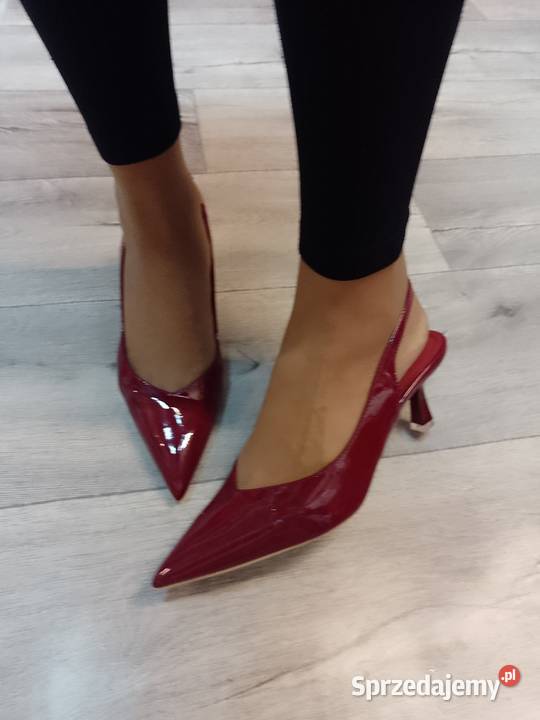 3940 Bordowe czerwone czółenka wieczorowe z Kraków