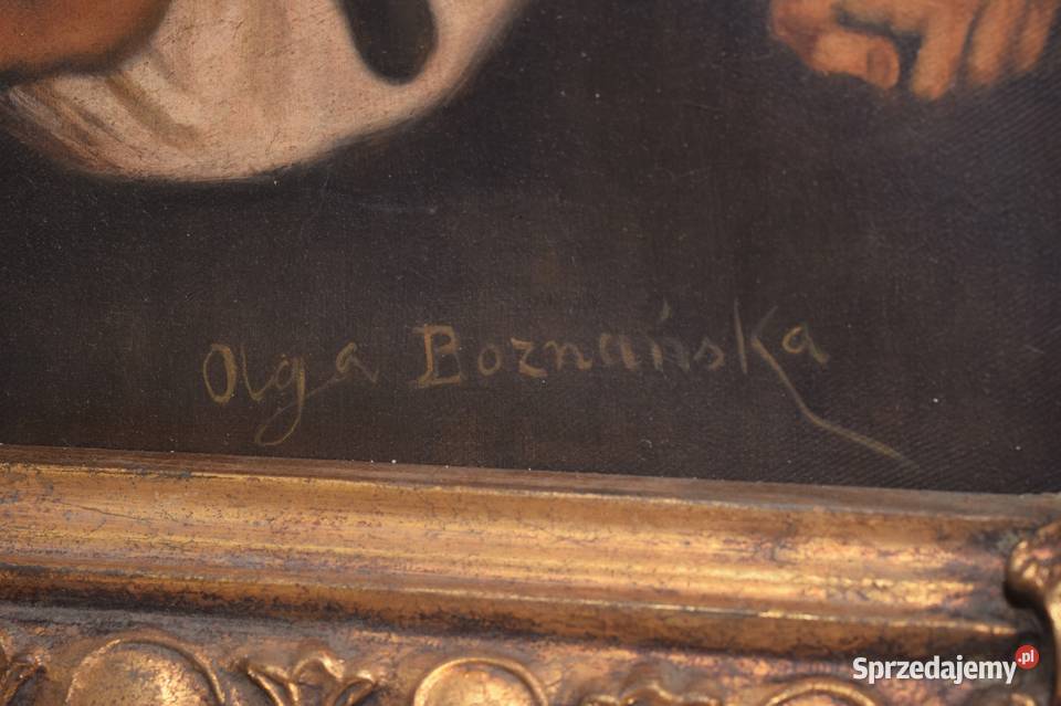 OLGA BOZNAŃSKA Dziewczynka z Kotem stary obraz Malarstwo Kraków