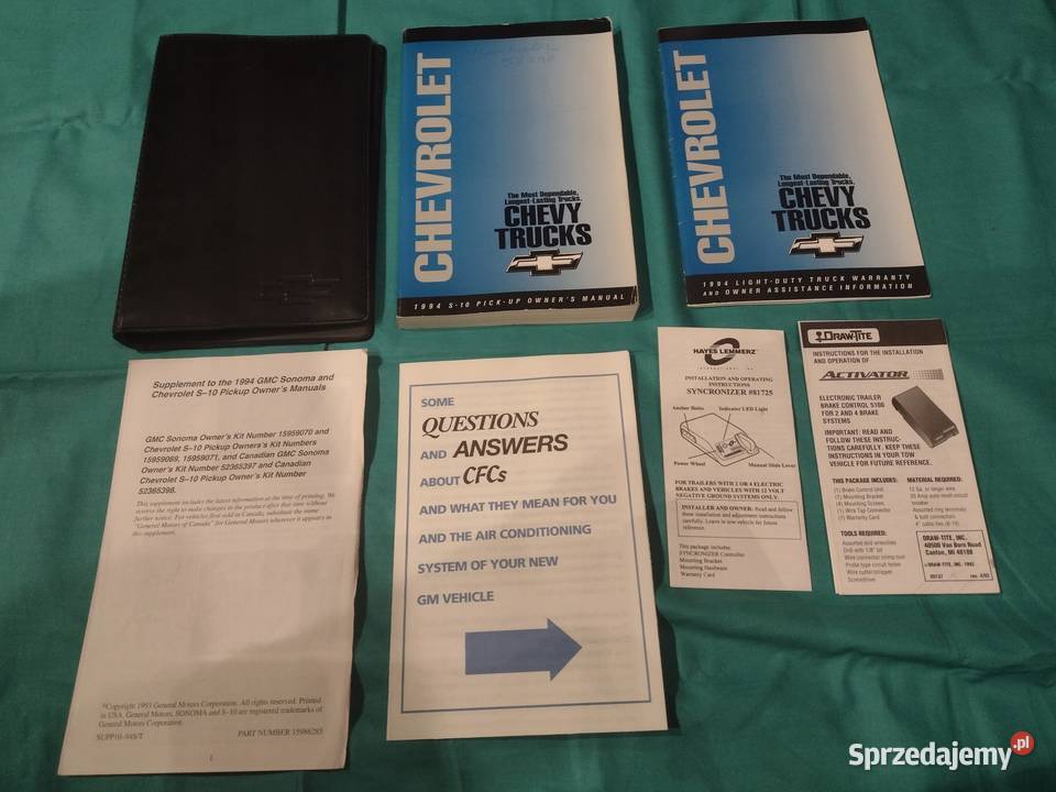 CHEVROLET S10 1994 Instrukcja Obslugi książka łódzkie