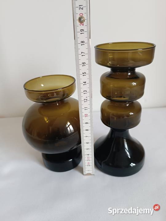 Szklane świeczniki w kolorze oliwkowym Dom i Ogród Gorlice