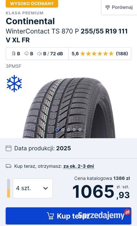 Opony zimowe 25555R19 Continental 200 komplet Choceń