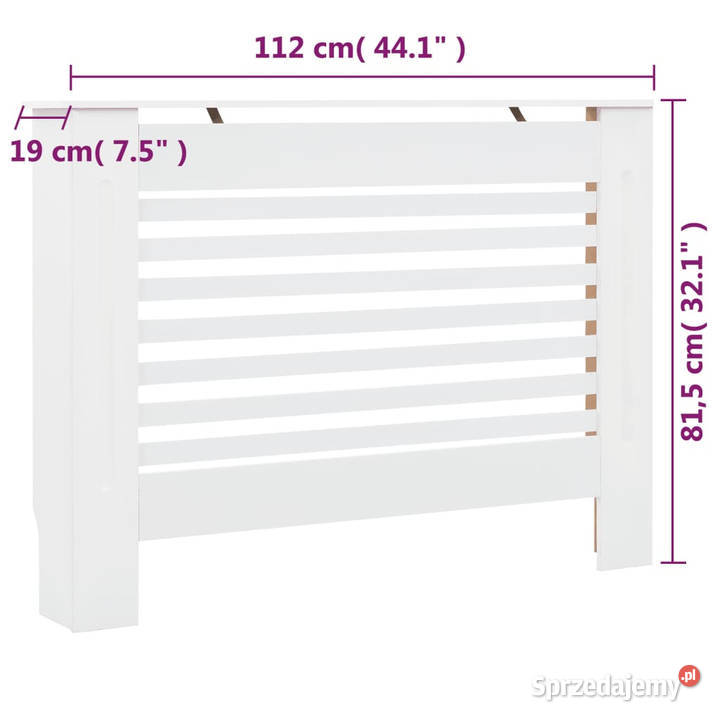 Osłony na kaloryfer 2 białe 112x19x815 MDF