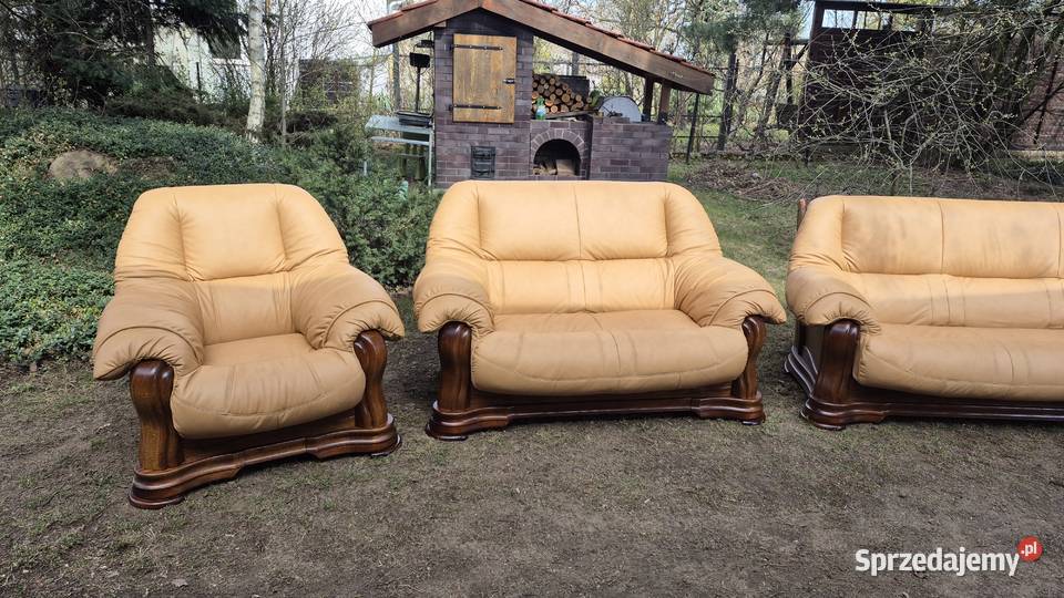 Komplet wypoczynkowy 3 2 1 Nowa skóra naturalna Śmigiel