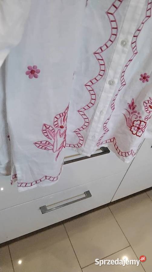 Koszula Biała z Haftem Batystowa Damska S SM Nowa Sól