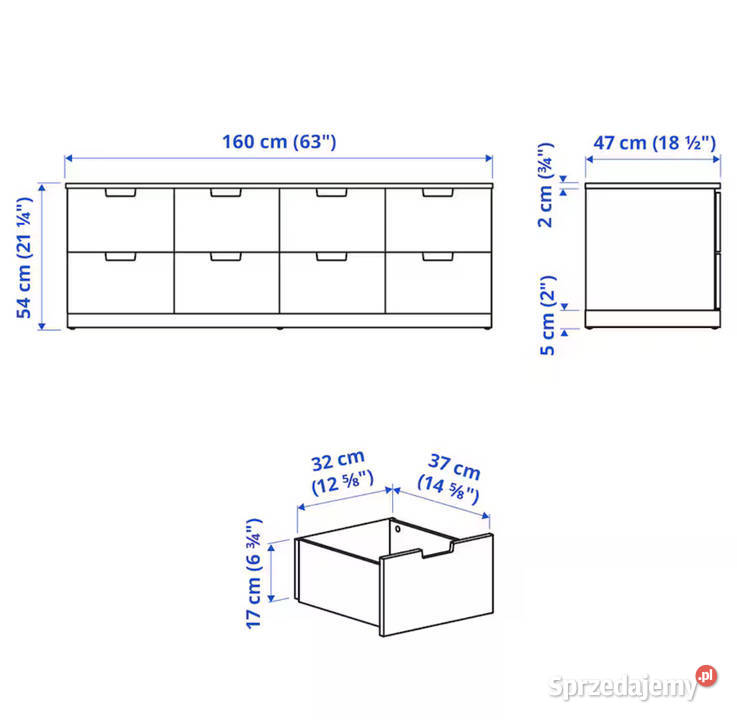 Komoda Nordli 8 szuflad Ikea Biała