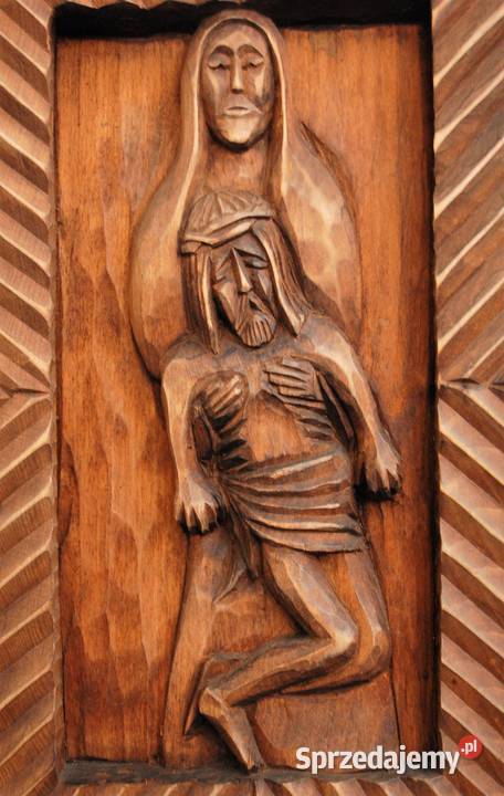 Pieta płaskorzeźba ludowa drewno polskie sprzedam
