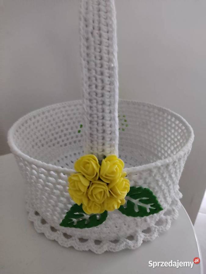 Koszyk szydełkowy biały Straszęcin