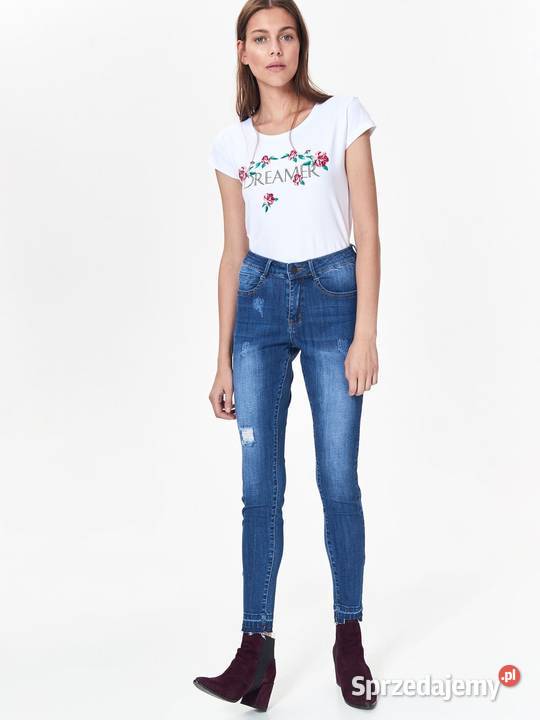 biały tshirt z nadrukiem Top Secret sprzedam