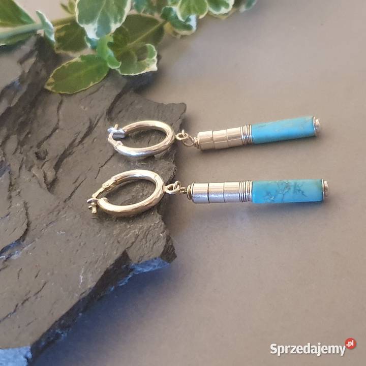 Kolczyki z turkusem minimalistyczne srebro 925 srebro Izabelin C