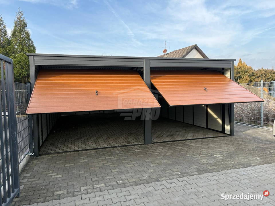 Garaż blaszany 6x9m 2x brama 5x okno drzwi dach