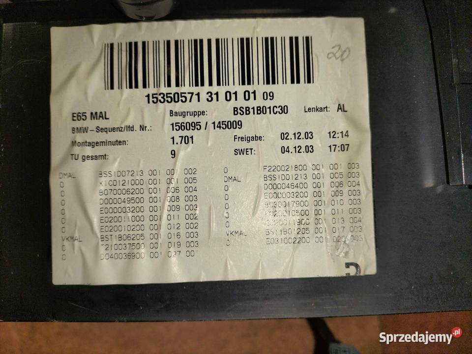 Podłokietnik centralny ze schowlkiem BMW E65 E66 Poręba