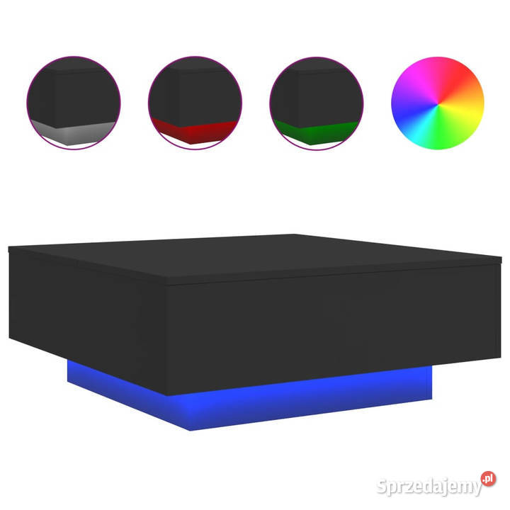 Stolik kawowy z oświetleniem LED czarny 80x80x31 Warszawa