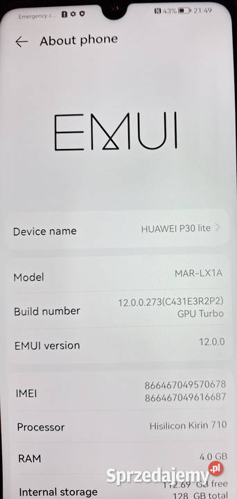 Smartfon Huawei P30 Lite 4128GB MARLX1A Biały Giżycko