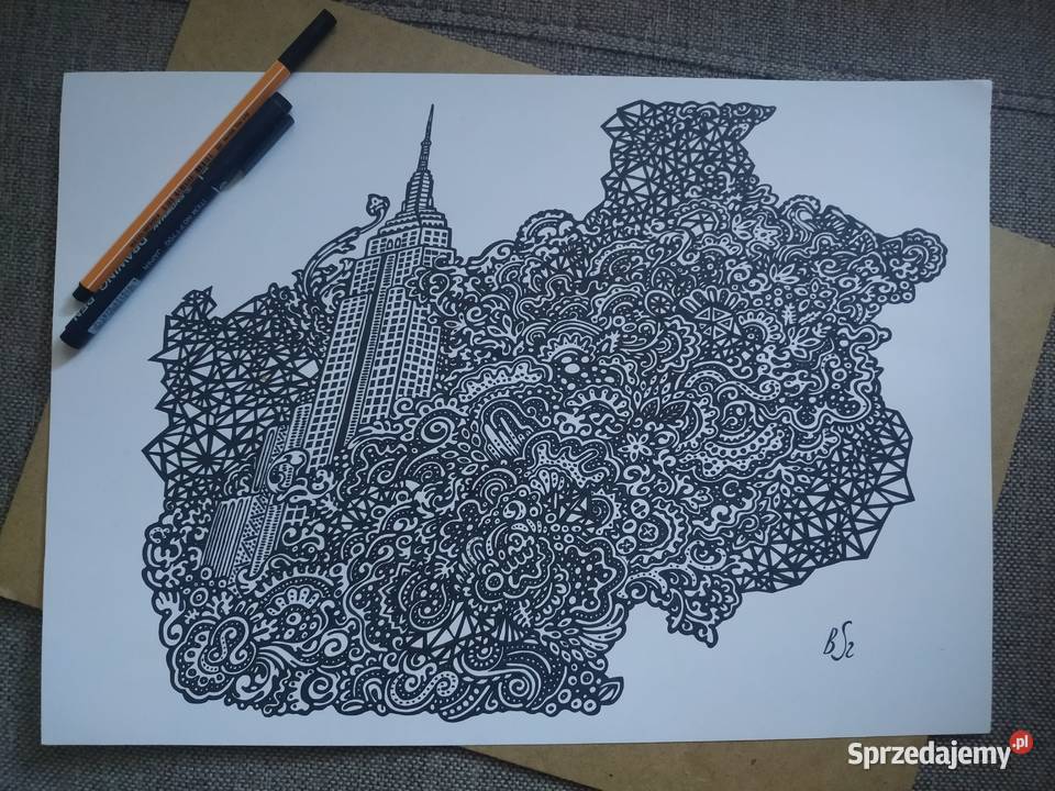 Rysunek Empire State Building cienk blok t A3