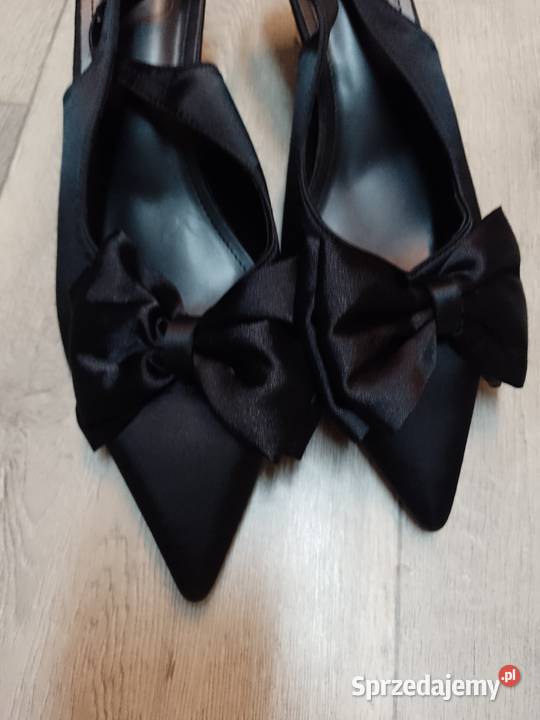 43 Czarne czółenka wieczorowe z odkrytą piętą Kraków sprzedam