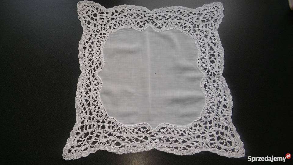 serwetka chusteczka batystowa bogaty haft do biały pomorskie Gdańsk