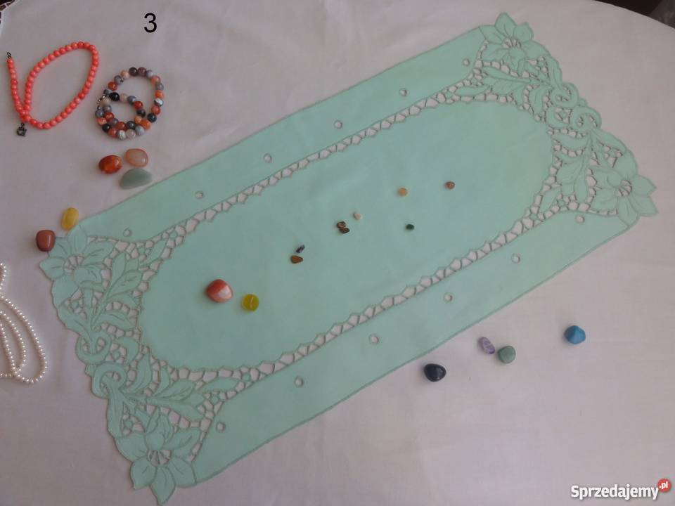 Serwetki kolorowe zielone wyszywane haf Lublin