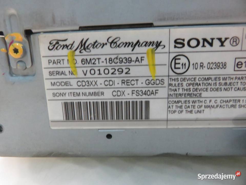 RADIO FORD GALAXY II 6M2T18C939AF KOD
