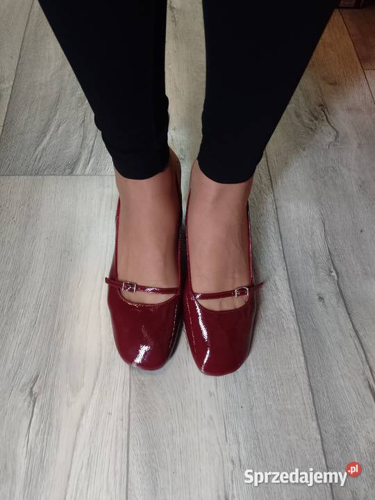 3940 Bordowe czółenka wieczorowe z odkrytą piętą inna sprzedam