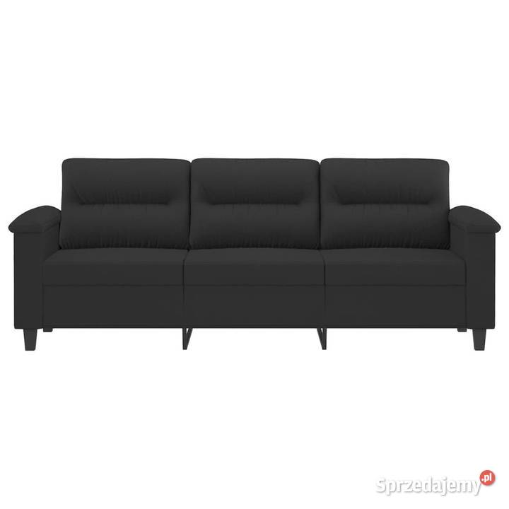 3osobowa sofa czarny 180 tapicerowana mikrofibrą mazowieckie Warszawa