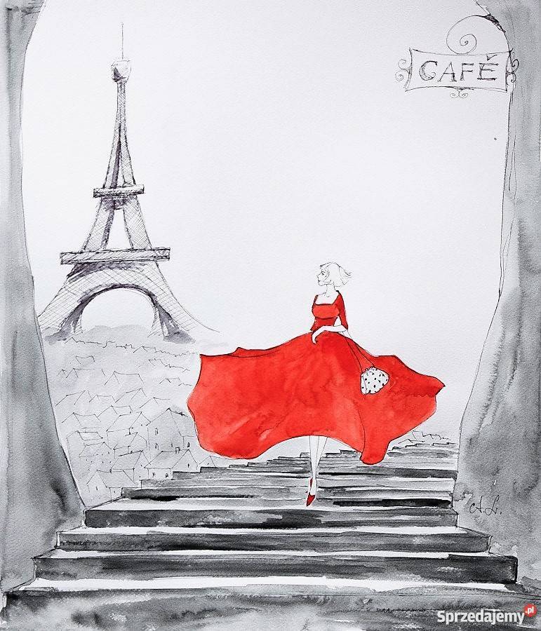PARYSKI LUZ akwarela artystki ALaube Paryż Wieża Katowice