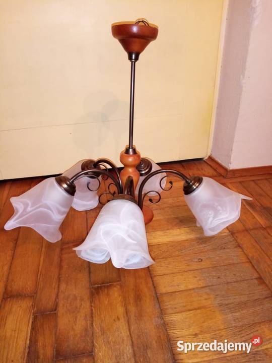 Żyrandol lampa sufitowa z pięcioma kloszami Wola Radziszowska