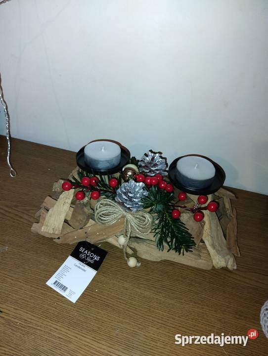 Świecznik z naturalnego drewna na duże świeczki