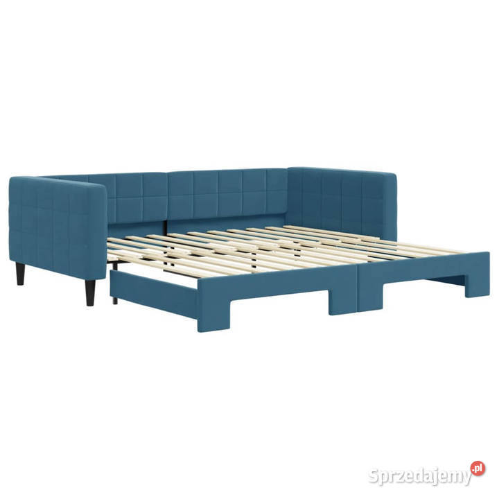 Sofa rozsuwana niebieska aksamit 100x200 223cm Warszawa