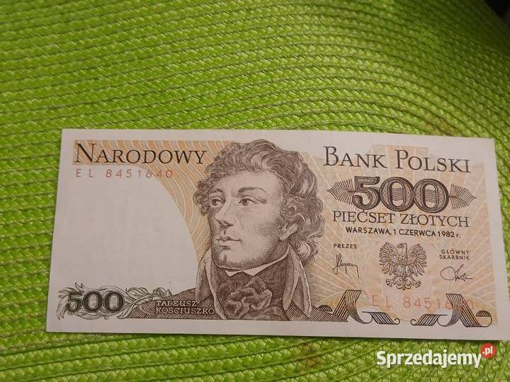 banknot polski 500 złotych z 1982r sprzedam
