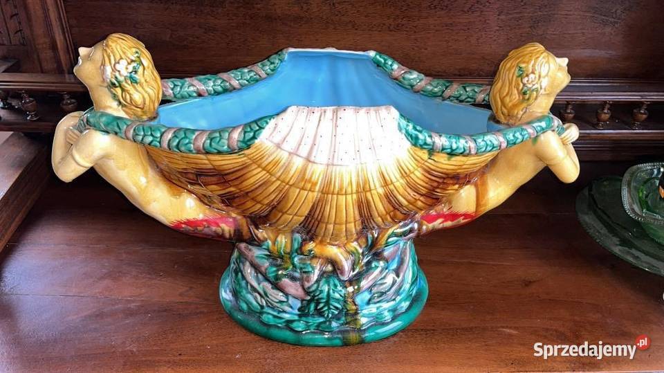 Duża owalna jardiniera w stylu Mintona Pierwsza