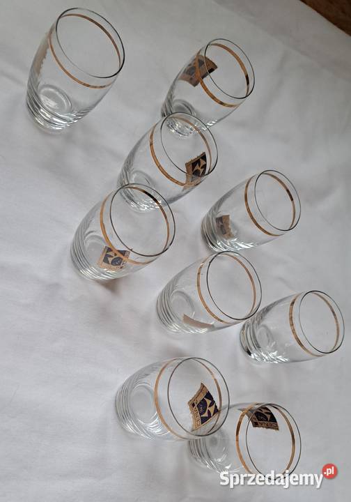 Kieliszki PRL małe 9 sztuk Porcelana i szkło Brzesko