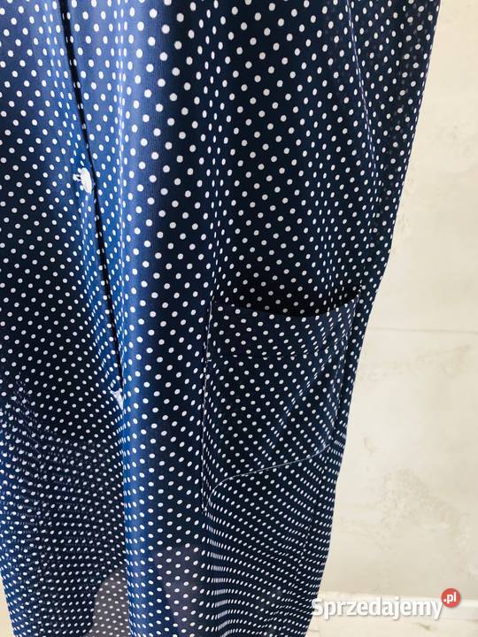 NOWY długi fartuch granatowy w kropki sprzątanie sprzedam