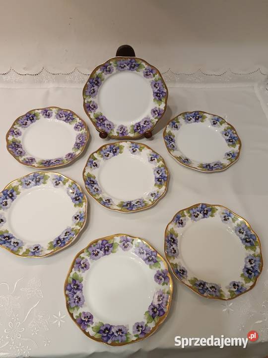 Talerze deserowe Rosenthal Chrysantheme Bratki Porcelana i szkło Gorlice