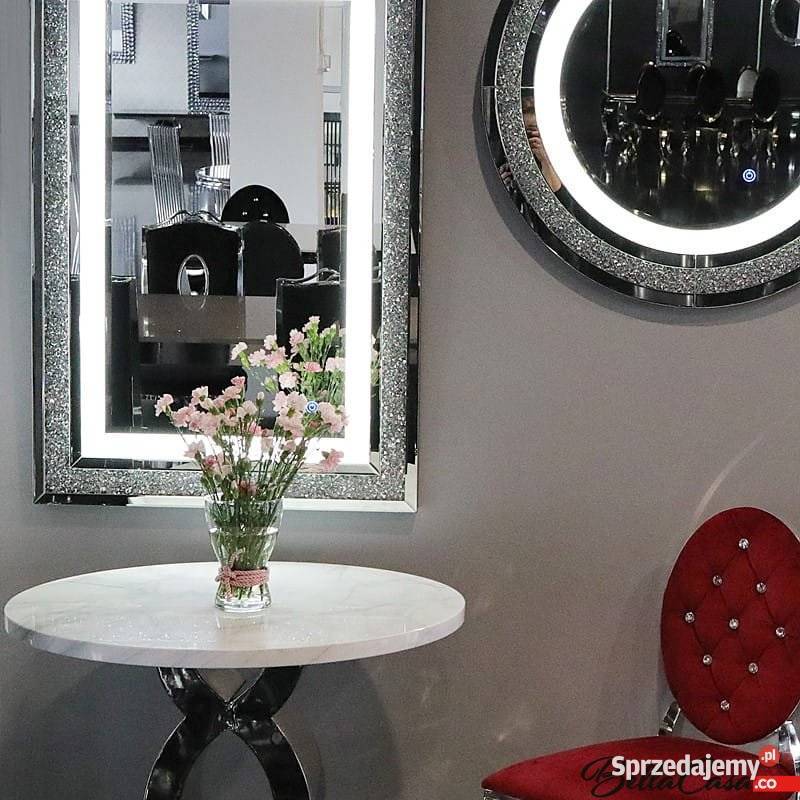 Lustro glamour duże srebrne wiszące zatopione mazowieckie Warszawa