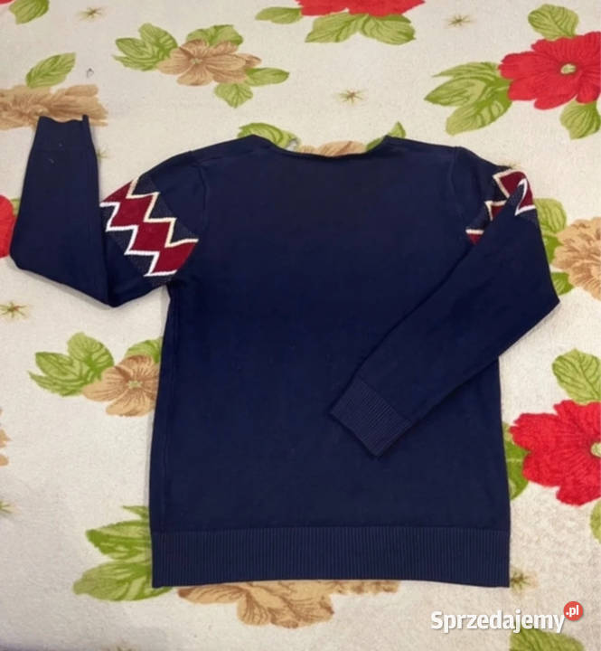 Granatowoczerwony sweter kardigan na zimę jesień kolorowy Swetry i golfy