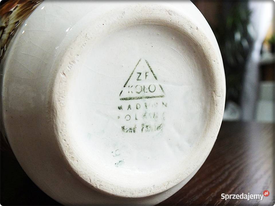 Wazon ZF KOŁO Ręcznie malowany w Brązowe kwiaty Porcelana i szkło Antyki, Sztuka, Kolekcje Żary sprzedam