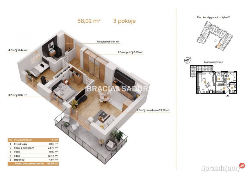 sprzedaży mieszkania 5802m2 3pok Katowice