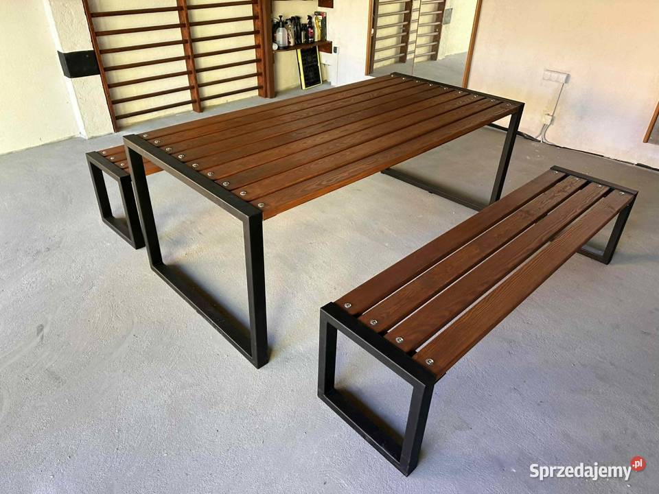 Ręcznie wykonany komplet ogrodowy stół 2 ławki Biłgoraj