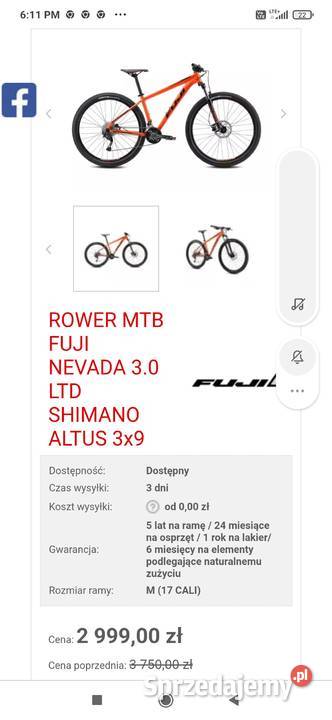 Nowy rower górski MTB Fuji Nevada 3 0 Wołomin